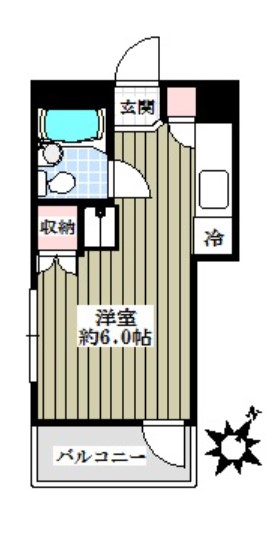 ドムス白山 3階 1Rの間取り