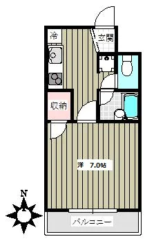 エルシオン弥生 3階 1Kの間取り