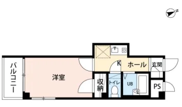 ホワイトヒルズ 2階 1Kの間取り