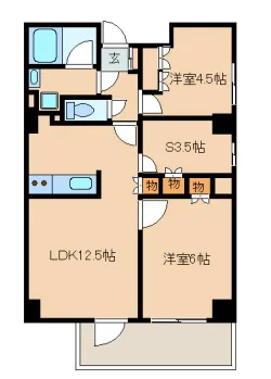 レジディア文京音羽 3階 2SLDKの間取り