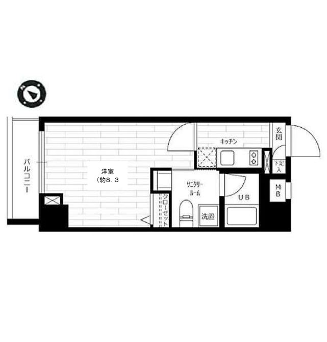 ステージファースト東大前 5階 1Kの間取り