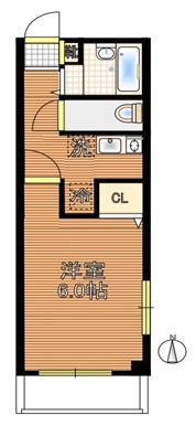 共立ビル 2階 1Kの間取り