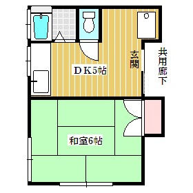 金澤アパート 2階 1DKの間取り