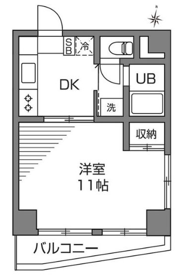 フロムファーストビル 4階 1Kの間取り