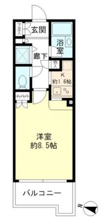 アールヴェール文京白山 2階 1Kの間取り