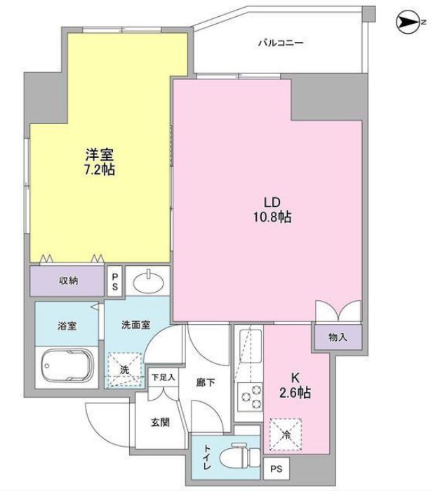 アイビス（ibis) 4階 1LDKの間取り