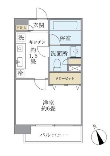 エコロジー白山レジデンス 8階 1Kの間取り
