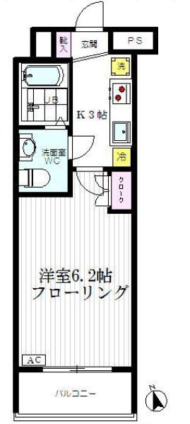 モトパーク御茶ノ水 5階 1Kの間取り