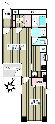 コート本郷 3階 1SLDKの間取り