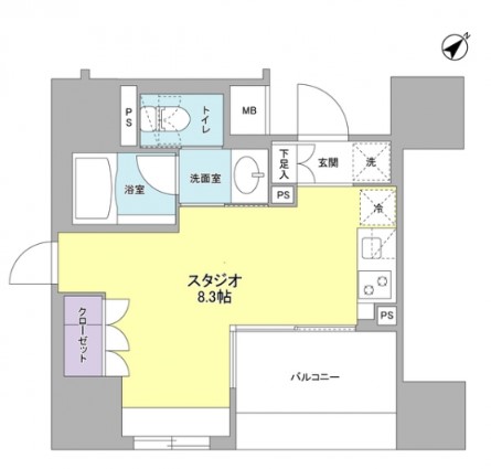 コンフォリア池袋DEUX 4階 1Rの間取り