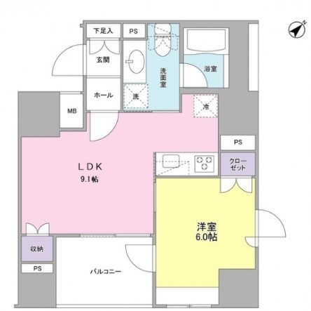 コンフォリア池袋DEUX 3階 1LDKの間取り