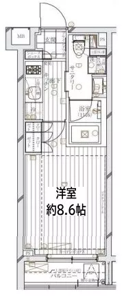 レガリス文京大塚 3階 1Kの間取り