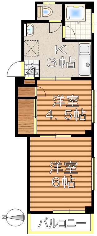 黒川ビル 3階 2Kの間取り