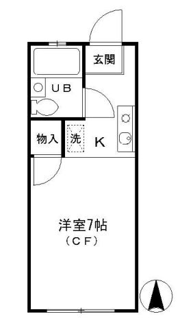 アーバンヒルズ向丘 2階 1Kの間取り