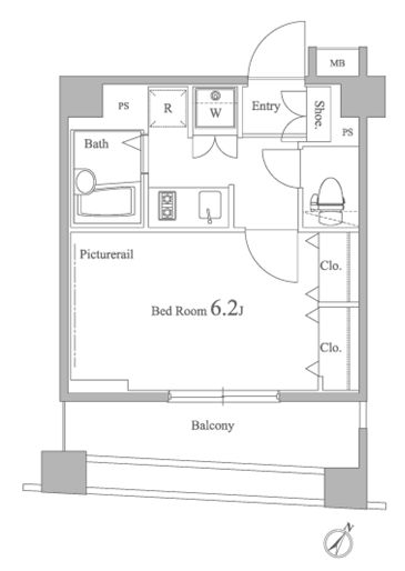 ヴェルト文京千石 8階 1Kの間取り