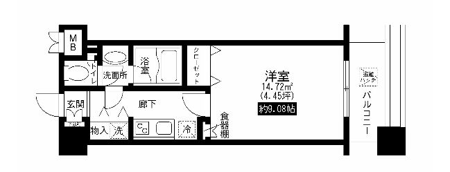 レジディア上野池之端 5階 1Kの間取り