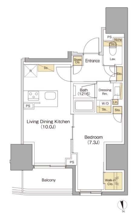 【築浅】ザ・パークハビオ本郷菊坂 9階 1LDKの間取り
