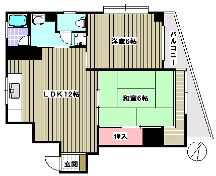 グリーンヒル文京 8階 2LDKの間取り