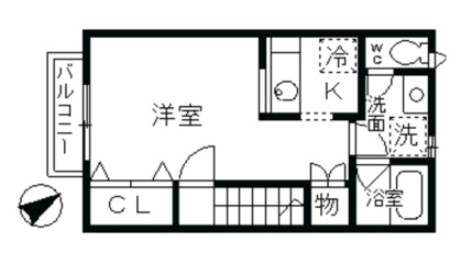 グリーンコート小石川 2階 1Kの間取り