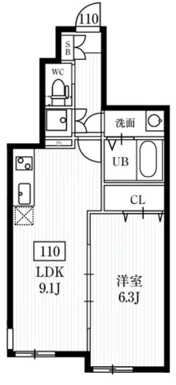 ミハス新大塚 1階 1LDKの間取り