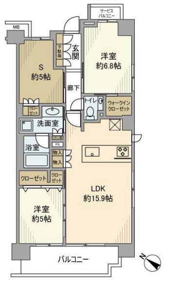 イニシア文京根津 2階 2SLDKの間取り