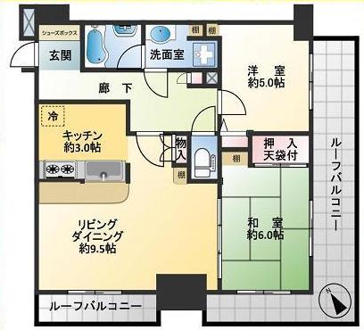 日神パレステージ浅草橋 7階 2LDKの間取り