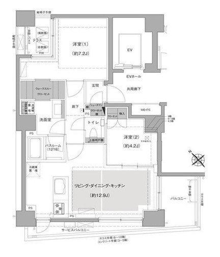 エルスタンザ文京白山 9階 2LDKの間取り