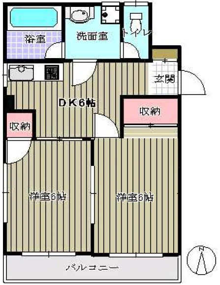 エースハイツ綾部 3階 2DKの間取り