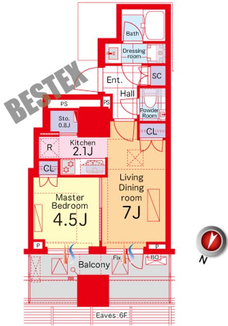 パークコート千代田四番町（高級分譲マンション♪） 7階 1LDKの間取り