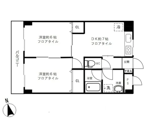 湯島台レジデンス 3階 2DKの間取り
