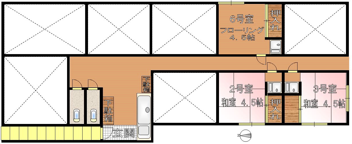 楢原荘 2階 1Rの間取り