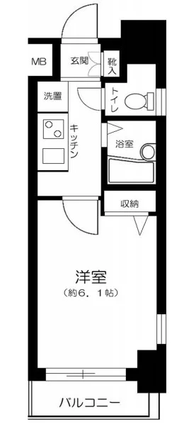 菱和パレス御茶ノ水湯島天神町 2階 1Kの間取り