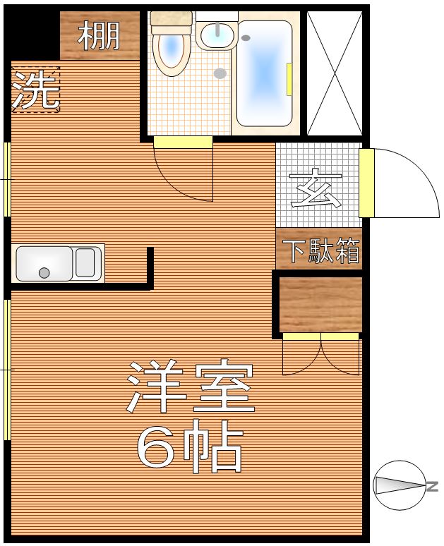 塚本ビル 2階 1Rの間取り