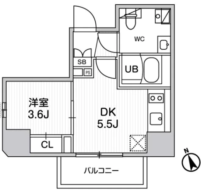 SYFORME江戸川橋【シーフォルム江戸川橋】 2階 1DKの間取り
