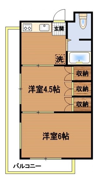 文原ビル 4階 2Kの間取り