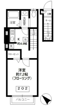 白山ヒルズ（白山） 2階 1Kの間取り