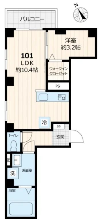 Yushima KWD 7 1階 1LDKの間取り