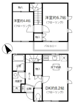 ボワァール本駒込 1階 2DKの間取り