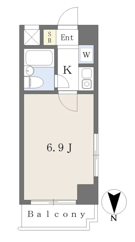 パレドール文京第２ 5階 1Kの間取り