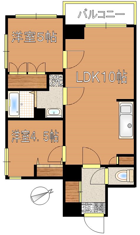 ピュアサクシードとも 7階 2LDKの間取り