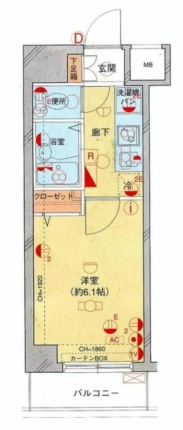 菱和パレス御茶ノ水湯島天神町 2階 1Kの間取り