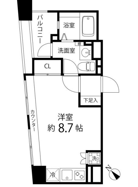 レニール本駒込 9階 1Rの間取り