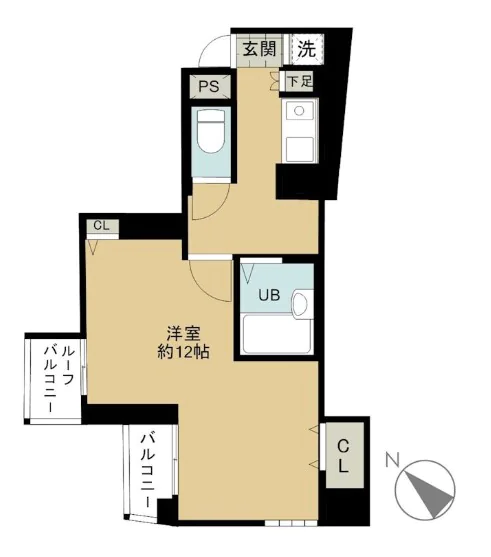 スカイコート目白台 7階 1Kの間取り