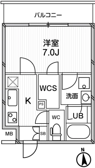 【築浅】アネックス池之端 1階 1Kの間取り