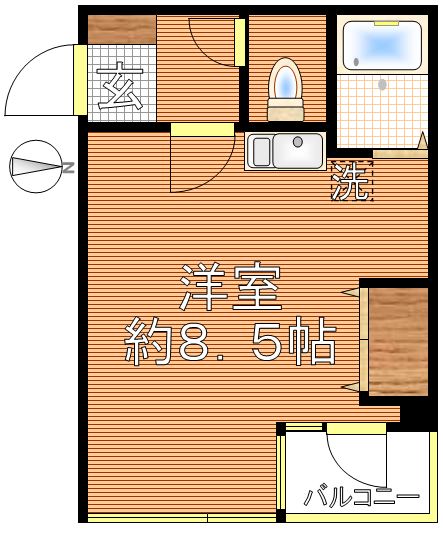 菊地ビル 2階 1Rの間取り