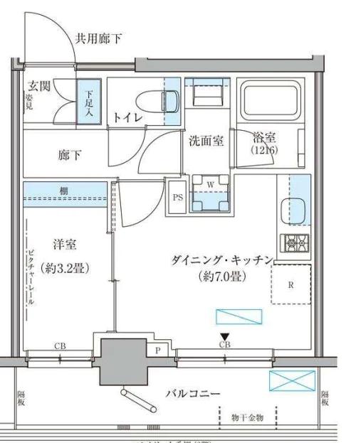 パークアクシス文京本郷 6階 1DKの間取り