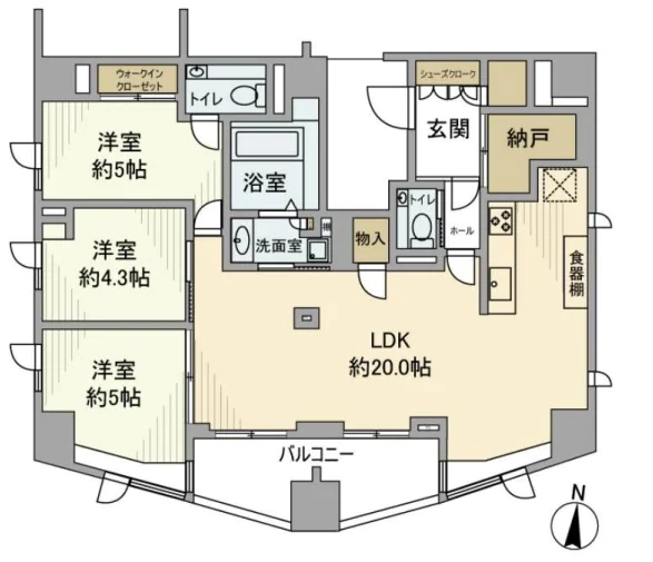 【分譲賃貸】パークハウス本郷三丁目アーバンス 8階 3LDKの間取り