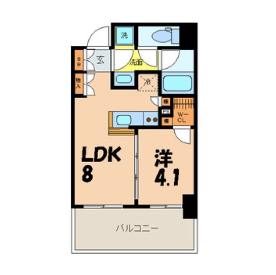 クレヴィア文京白山 6階 1LDKの間取り