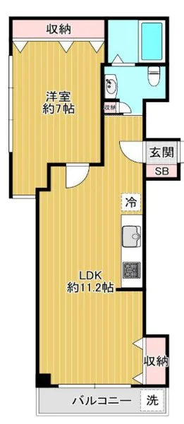 豊島ヶ丘ハウス　 5階 1LDKの間取り
