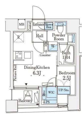 レジデンス文京春日 7階 1DKの間取り